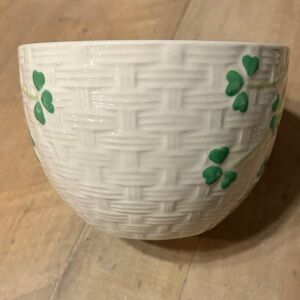 Shamrock Bowl for Cereal or Candy ☘️ White and Green Ceramic Bowl